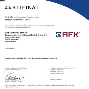 Zertifikat DIN EN ISO 50001 : 2011